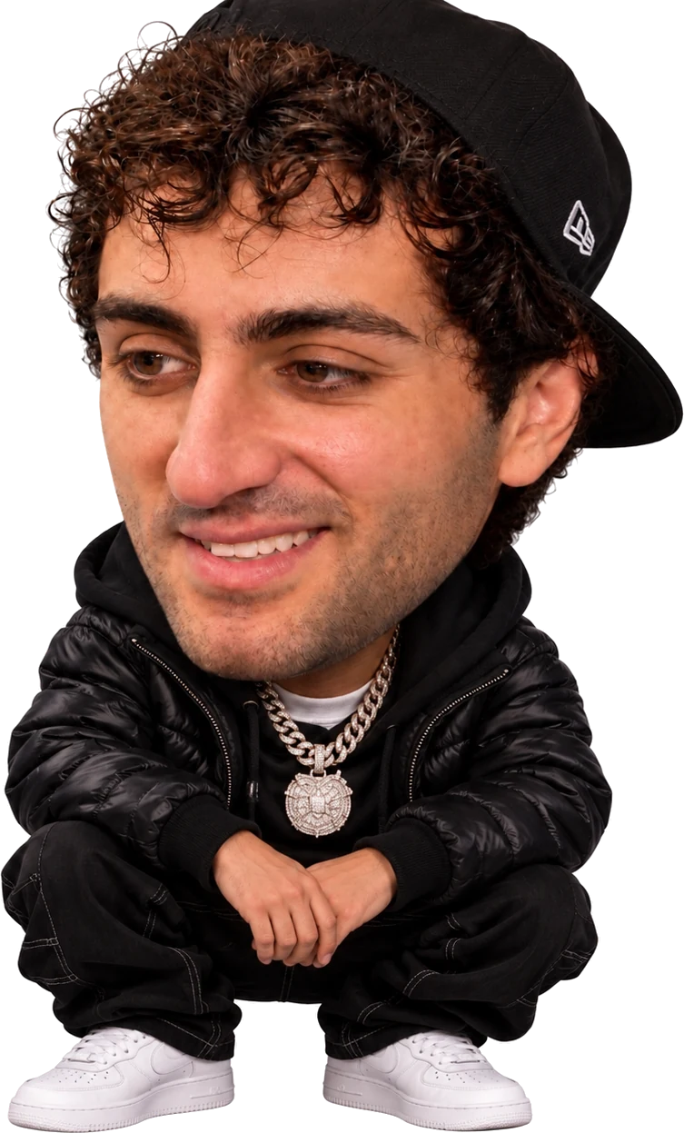 Rasmr: curly hair, backwards cap, black puffer, diamond medallion